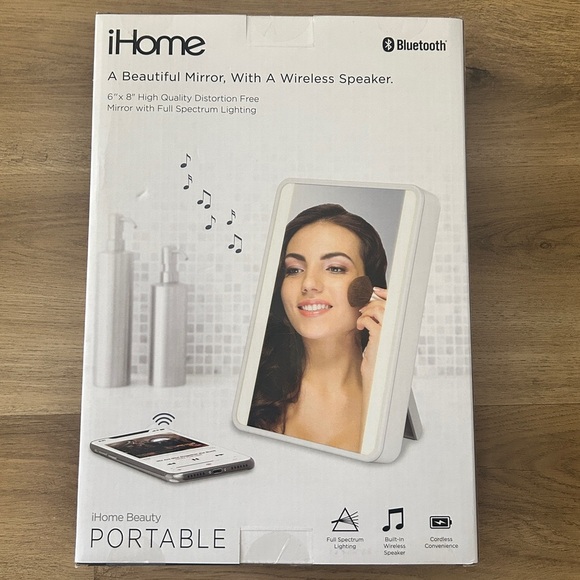 iHome Portable Lighted Vanity Mirror with Bluetooth Speaker – NEW IN BOX - Picture 4 of 6